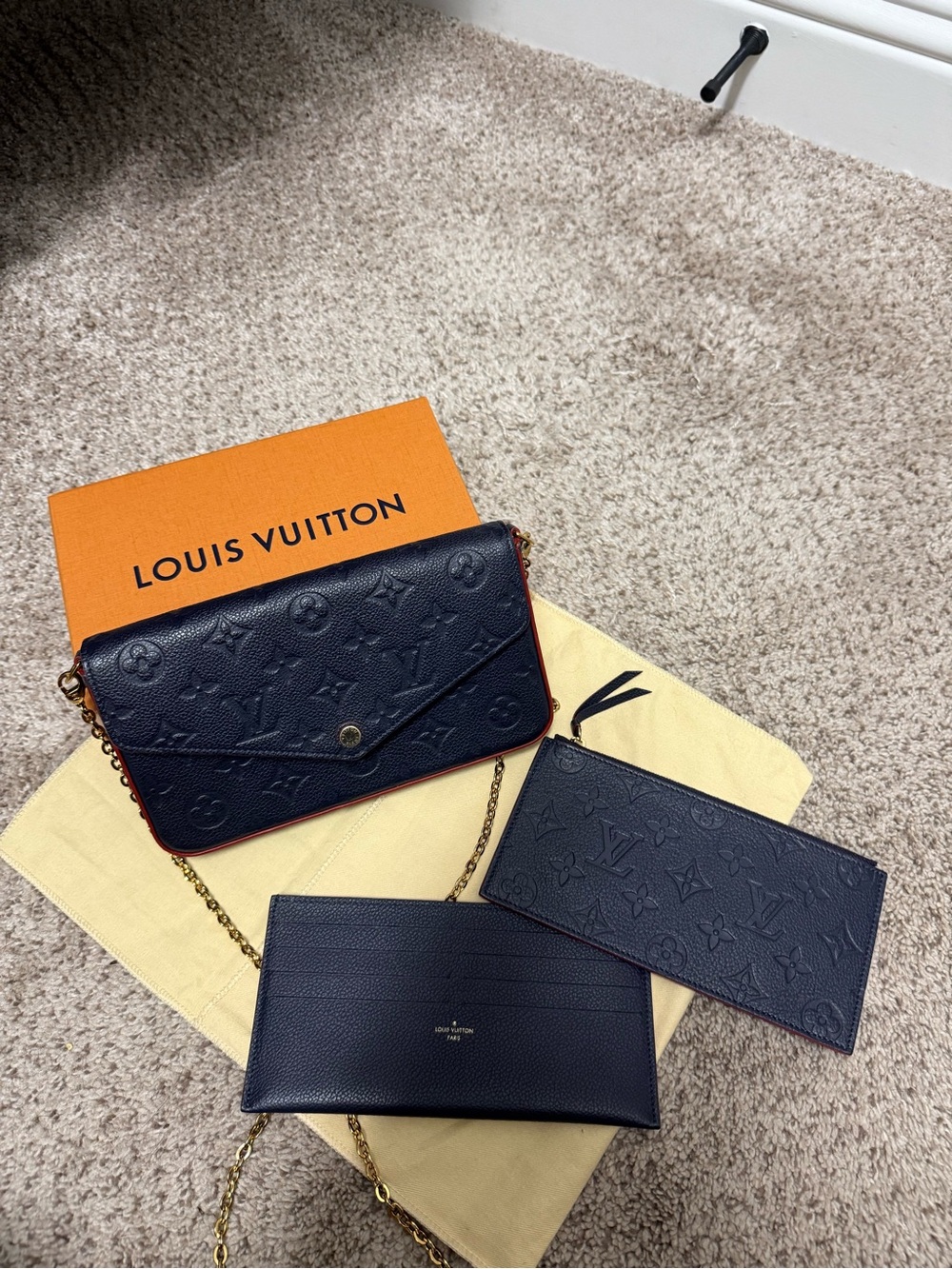 Louis Vuitton Felicie Pochette in (Marine Rouge) Monogram Empreinte leather. - Picture 12 of 16